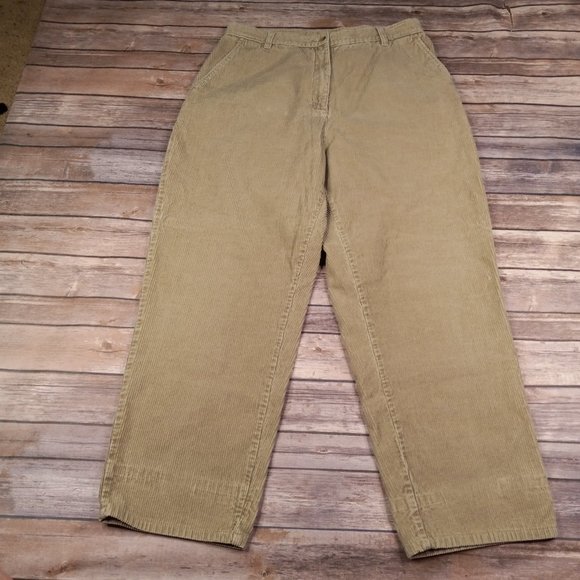 Woolrich Size 14 Khaki Corduroy Cropped Pants High Rise - Picture 5 of 8